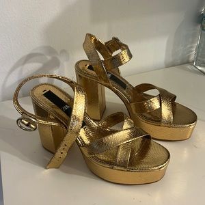 Zara Gold Platform Sandals
